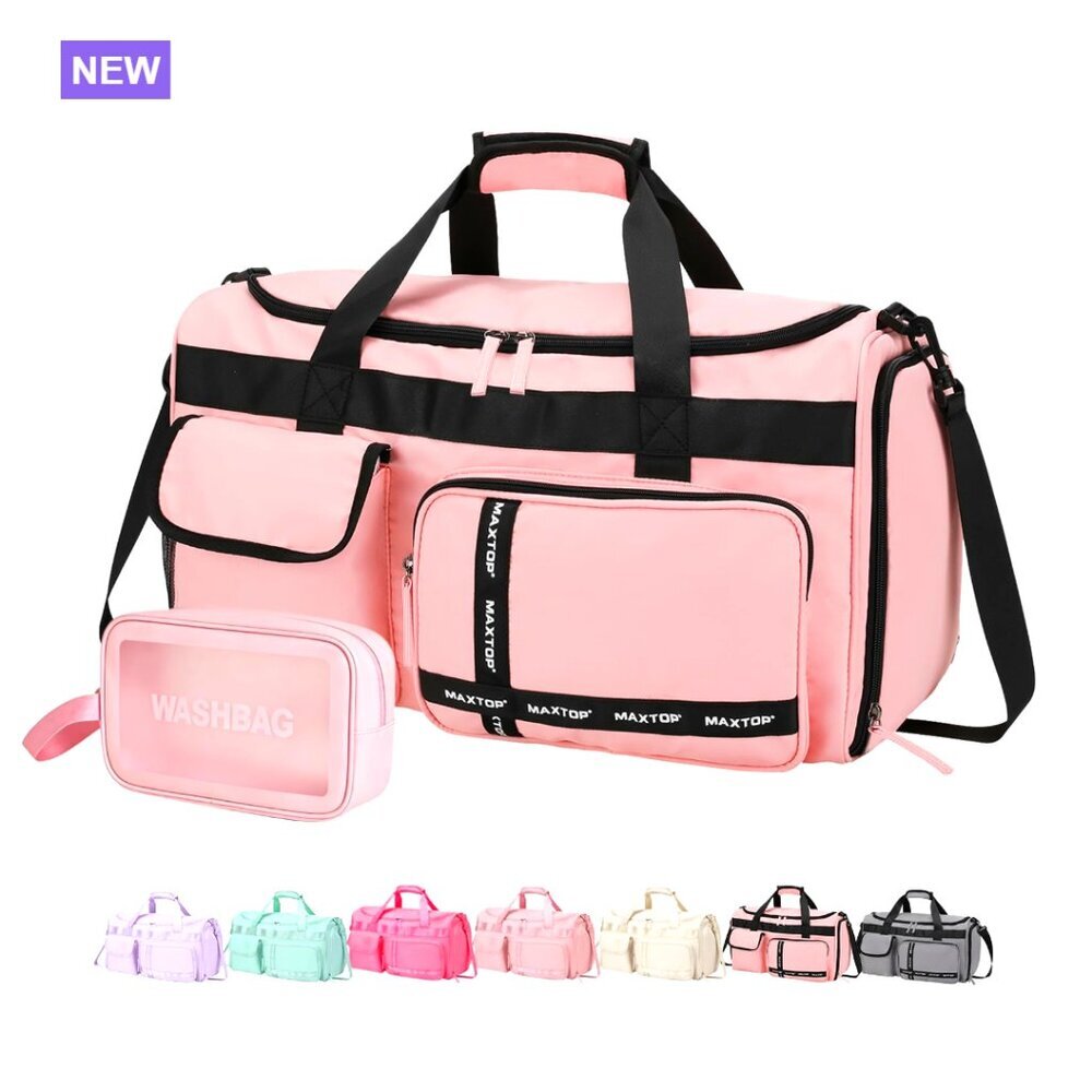 Nylon Gym Bag Large Capacity Travel Duffle With Shoe Compartment